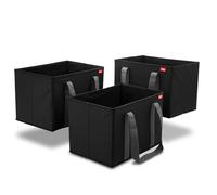 achilles Juego de 3 cestas de la compra con base reforzada, caja plegable, cesta de transporte, caja para carrito de la compra Negro 37x25x25cm