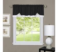 ACHIM Curtain Cenefa de Ventana Suave, Poliéster, Negro/Blanco, W 57" x L 65" (1 Panels)