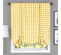ACHIM Curtain Home Furnishings Buffalo-Cortina de Ventana a Cuadros, 42 x 63 Pulgadas, Amarillo y Blanco, Mezcla poliéster, 42 in x 63 in