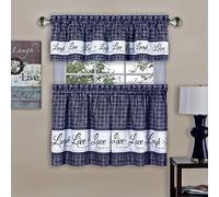 ACHIM Curtain Juego de Cenefa y Nivel de Ventana Suave, Poliéster, Azul Marino, W 36" x L 58" (1 Panels)