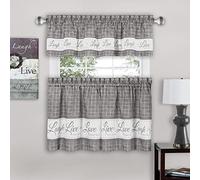 ACHIM Curtain Juego de Cenefa y Nivel de Ventana Suave, Poliéster, Gris, W 24" x L 58" (1 Panels)