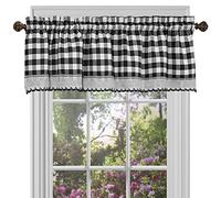 ACHIM Home Decor - Cortinas de Ventana con Cenefa a Cuadros de búfalo, 58 Pulgadas de Ancho, 14 Pulgadas de Largo, Cuadros Blancos y Negros, Cortinas de Campo Que filtran la luz para Dormitorio, Sala