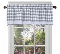 ACHIM Home Decor - Cortinas de Ventana con Cenefa a Cuadros de búfalo, 58 Pulgadas de Ancho, 14 Pulgadas de Largo, Cuadros Grises y Blancos, Cortinas de Campo Que filtran la luz para Dormitorio, Sala