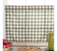 Achim Home Decor - Juego de cortinas para ventana de 58 pulgadas de ancho, 36 pulgadas de largo, cortinas a cuadros burdeos y marfil, cortinas filtrantes de luz para cocina, dormitorio, sala de estar y comedor