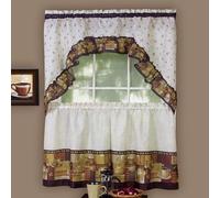 ACHIM Home Furnishings Coffee Tier and Swag Window Treatment Set, 57 by 36-Inch, Brown