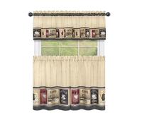 Achim Home Furnishings Cozy Cafe - Juego de Cenefa y Cenefa Impresa, 58 x 24 Pulgadas, Color marrón y Negro