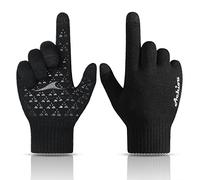 Achiou - Guantes de invierno para hombres y mujeres, aptos para uso con pantalla táctil, guantes cálidos con forro de punto suave térmico, puños elásticos, 3 tamaños para elegir, Negro, M