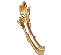 Achsoo Guantes largos sexys de piel sintética para mujer, aspecto mojado sexy, guantes largos hasta el codo de látex (Oro (Charol))