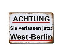 Achtung West-Berlin Vintage German Warning Sign Placa de aluminio Retro, Decoración de pared vintage para casa, bar, garaje y granja 20 x 30 cm