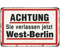 Achtung West Berline - Letrero decorativo de aluminio vintage para patio al aire libre, 8 x 12 pulgadas