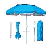 ACHZYFT 180cm Sombrilla De Playa Portátil 3-Pliegues Con Diseño Inclinable, Protección Solar UPF 50+, Parasol Impermeable Con Bolsa De Transporte Para Jardín, Terraza & Piscina(Light blue)