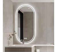 ACHZYFT 40x80cm,50x80cm,50x90cm,60x90cm LED Espejo Ovalado, Anti Niebla Espejo De Baño, Espejo De Vanidad con 3 Colores Regulable, Moderno Espejo De Pared Sin Marco(Size:50x80cm)