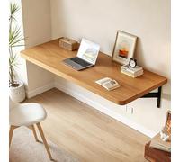 ACHZYFT Escritorio Mural Plegable, Mesa Flotante De Madera Abatible 90°, Mesa De Ordenador Mural De 60/80/100/120cm para Oficina En Casa, Dormitorio Y Espacios Reducidos, Nogal/Natural(Wood,60x40cm)