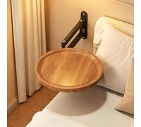 ACHZYFT Mesita De Noche Plegable Mural, Mesa Auxiliar Flotante Giratoria Ajustable, Mesita con Bandeja De Madera, Estante Mural Giratorio 720° para Dormitorio, Sofá Y Espacios Reducidos(Wood)