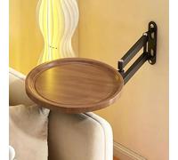 ACHZYFT Mesita De Noche Plegable Mural, Mesa Auxiliar Flotante Giratoria Ajustable, Mesita con Bandeja De Madera, Estante Mural Giratorio 720° para Dormitorio, Sofá Y Espacios Reducidos(Walnut)