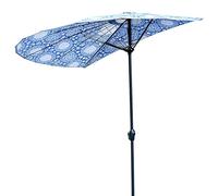 ACHZYFT Sombrilla De Jardín Semicircular De 3 X 1,5m, Sombrilla Para Patio, Parasol Exterior En Forma De Media Luna Con Manivela, Impermeable Y Con Protección UV, Para Balcones Y Patios.(Pattern)