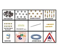 ACi Kit de terapia de acupresión Sujok Star, Byol, Chakra, Bar, Five Star Magnet (10 piezas) con Jimmy de madera - Latón Jimmy - Anillos de dedo - Anillo Jombo de mano/muñeca - Juego combinado de