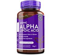 Ácido alfa lipoico 650 mg - 120 cápsulas de alta potencia para veganos - 100% naturales, sin agentes aglutinantes ni rellenos sintéticos - Suministro para 4 meses - Elaborado por Nutravita