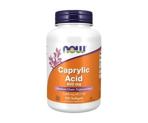 Ácido caprílico NOW, 600 mg (100 cápsulas blandas)