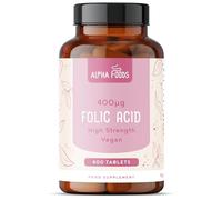 Acido Folico 400 mcg | 400 tabletas de Vitamina B9 | Alta dosificación fertilidad y cuidado del embarazo | Vitaminas prenatales | Ácido fólico vegano | Apoyo al sistema inmunológico | Alpha Foods
