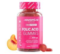 Acido Folico 400 mcg - 90 Gominolas - Suministro para 3 Meses - Ácido Fólico Embarazo y Preconcepcion - Veganas y Sin Gluten Vitamina B9 - Contribuye al Crecimiento del Tejido Materno - Novomins
