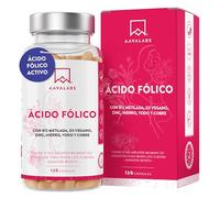 Acido Folico 400 mcg con Vitamina D3, Vitamina B12, Zinc, Yodo, Cobre y Hierro - Ácido Fólico Activo - 120 Cápsulas - 100% Vegano