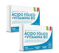 Ácido Fólico 400µg Con B12 160 Comprimidos PiùLife, Suplemento Con Vitamina B12 Y Acido Folico (Vitamina B9), 1 Comprimido Al Día, Vitaminas Para El Cansancio Y Fatiga, Energia, Mamá