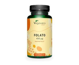 ÁCIDO FÓLICO | 400mcg 5MTHF | QUATREFOLIC | Folato ACTIVO | Embarazo | Vitamina B9 | SIN ADITIVOS & Vegano | Sistema Inmunológico + Cansancio | Vegavero