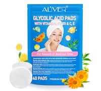 Ácido Glicólico Almohadillas 40Pcs, Ácido Glicólico 20% Almohadillas Resurfacing, Con Vitaminas B3, B5, C, E Y Colágeno, Exfolia La Superficie De La Piel, Para Una Piel Suave Y Radiante