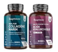 Ácido Hialurónico 600mg + Colágeno Marino Hidrolizado Puro 1200mg - Pack Ritual Diario con 120 Cápsulas de Ácido Hialurónico (500-700 KDA) y 120 Cápsulas de Colágeno Tipo I y III, Sin OGM ni Gluten