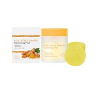 Ácido kójico y cúrcuma almohadillas de limpieza, 80 PCS cúrcuma cara exfoliante almohadillas de algodón, Cúrcuma Ácido Kójico Almohadillas Limpiadoras, Eliminan Queratina, Combate el Acné