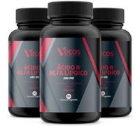 Ácido R alfa lipóico Vecos para ayudar a regular los niveles de azúcar en sangre y a disminuir la resistencia a la insulina - Propiedades antioxidantes (270 Cápsulas (3 Botes))