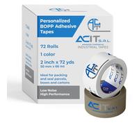 ACIT Cinta adhesiva personalizada, cinta de embalaje para paquetes y cajas de mudanzas, cinta adhesiva personalizada con logotipo, 72 rollos, un color, 66-132 m (66 mt)