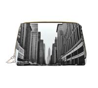 aCity Street - Bolsa de maquillaje portátil de cuero para cosméticos, artículos de tocador y artículos esenciales diarios, White, Talla única