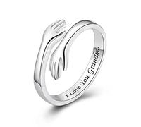 ACJFA Anillos de abrazo para mujer, anillo ajustable de plata de ley para mujer, hija, anillo de mano, joyería para regalos de cumpleaños, regalos de San Valentín, regalo de vacaciones para mujeres