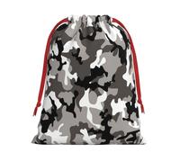 Ack - Bolsa de regalo con estampado de camuflaje gris y blanco con cordón, recuerdos de fiesta, cumpleaños, almacenamiento diario, oficina, decoración del hogar