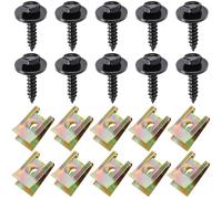 ACKKOR Juego de 10 Kits Tornillos y Clips de Protección para Bajos de Coche, Tornillos de Sujeción para Paso de Rueda Guardabarros Faldillas, Clips Instalación Fácil