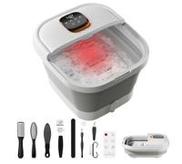 ACKLEAP Spa de pies plegable con calor, pantalla táctil, masajeador plegable de baño de pies con control de temperatura, rodillos de masaje de pies, spa de pedicura para el hogar, oficina, relajación