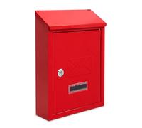 ACL - Buzón de pared de acero galvanizado con cerradura con 2 llaves, buzón resistente a la intemperie, 21 x 30 x 7 cm (rojo)
