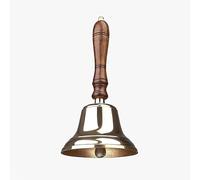 ACL Campana Tradicional de latón con Mango de Madera | Campana de última Orden con Pinza de Metal | Ideal para Hotel, recepción, Cena, Biblioteca, Pub, Escuela | Campanas clásicas | 9 x 22 cm