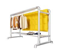 ACLFF Perchero Burro Extensible con Carga Pesada, Burro Ropa con Gancho, Perchero Colgador de Ropa con Zapatero, Capacidad de Carga Máx. de 200 kg, Fácil de Montar, para Pasillo, Salón