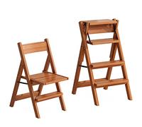 ACLips Taburete para pies Taburete con escalón Silla Plegable de Madera Maciza Taburete con escalón de Doble propósito Silla con Estante para Escalera de 4 escalones Taburete de Escalera multiconve