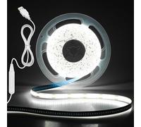 Aclorol Tira de luz LED COB de 4 m, luz LED flexible para TV, luz de fondo regulable con regulador de intensidad de 5 V, tira de luz LED USB, 320 LEDs/M brillante para armario de cocina, espejo,