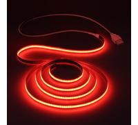 Aclorol Tira de luz LED COB de 5 V alimentada por USB, luz LED COB roja de 3.28 pies, 320 LED, CRI85+, tira de luz LED flexible de 1 m para pared de TV, secretario, armario, iluminación de cama y