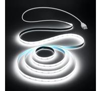 Aclorol Tira de luz LED USB COB LED tira de luces 5 V luz blanca fría 6000 K 3.28 pies 320 LED flexible TV LED luces USB alimentado 1 m para debajo del gabinete, cocina, sala de estar, estanterías o
