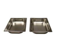 AcMax Set de cocción al vapor perforada GN 1/2, recipiente gastronorm de acero inoxidable, 4 litros, profundidad 65 mm