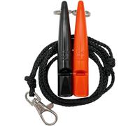 ACME Silbato para perros n.º 210,5 con banda de silbato, en paquete doble, 2 silbatos con 2 cintas, ideal para la devolución de llamada - ruidoso y largo alcance (negro + naranja DG)