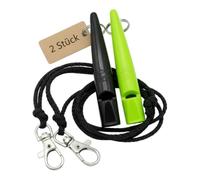 ACME Silbato para perros n.º 211,5 con banda de silbato, en paquete doble, 2 silbatos con 2 cintas, ideal para la devolución de llamada - ruidoso y largo alcance (negro + verde DG)