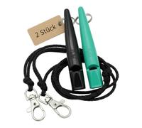 ACME Silbato para perros n.º 211,5 con banda de silbato, en paquete doble, 2 silbatos con 2 cintas, ideal para la devolución de llamada - ruidoso y largo alcance (negro + verde esmeralda)