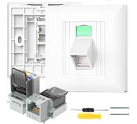 Acmerota 2 enchufes RJ45 Cat6A Ethernet de pared con un solo puerto angular, placa frontal CAT6A Gigabit de red, placa de pared plana, con modular sin herramientas, resistencia a interferencias, alto